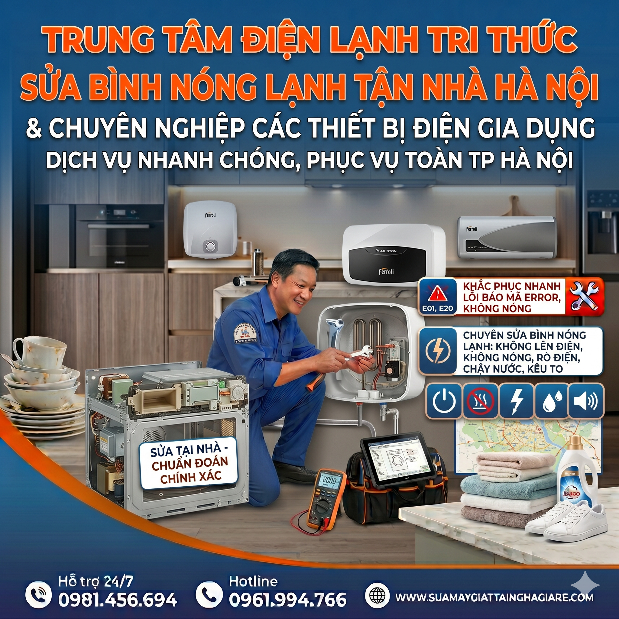 Sửa Bình Nóng Lạnh Tận Nhà Hà Nội – Triệt Tiêu Rò Điện