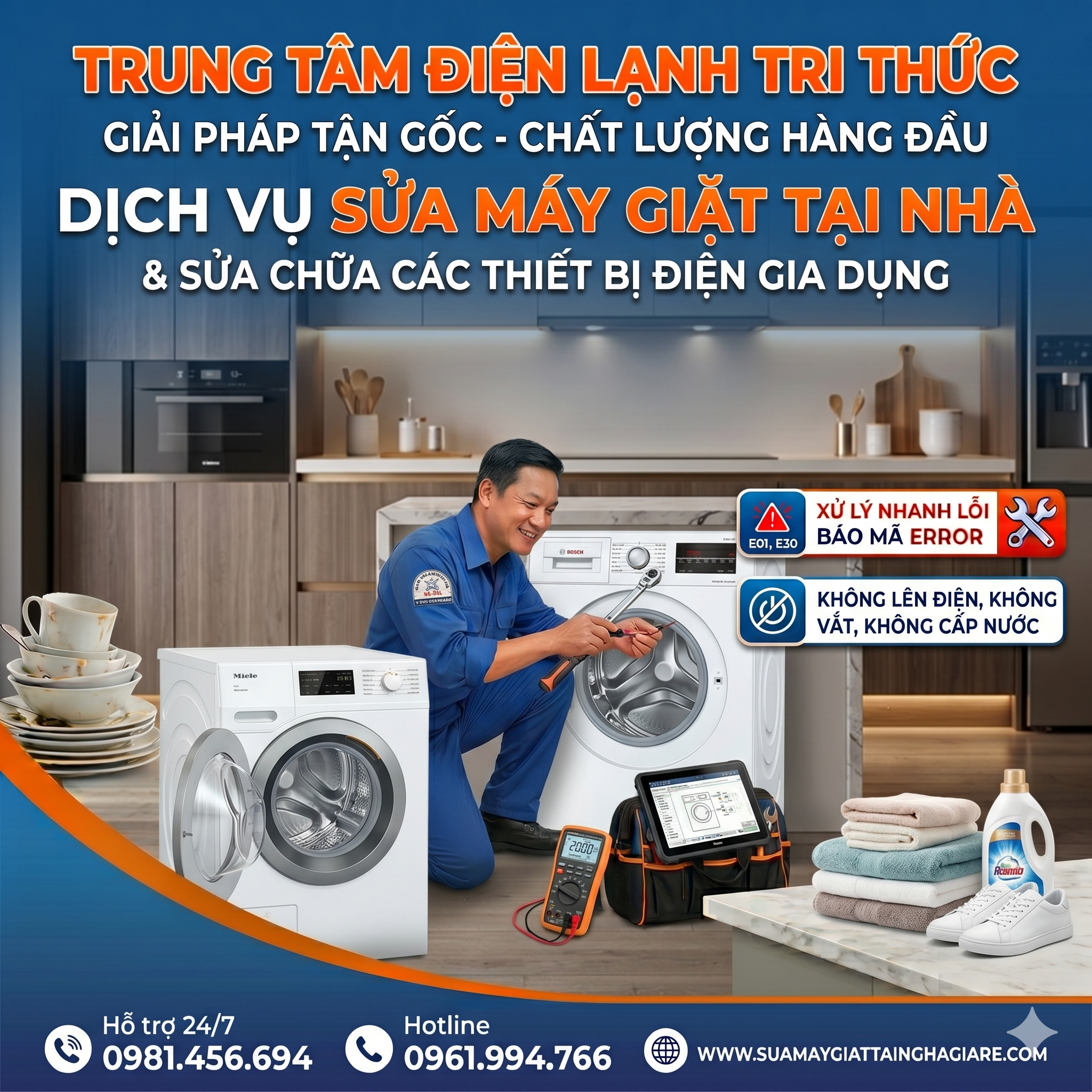 Dịch Vụ Sửa Máy Giặt Tại Nhà – Xử Lý Triệt Để Lỗi Báo Lỗi, Kêu To